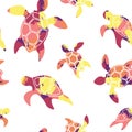 Tropical turtles seamless pattern Royalty Free Stock Photo